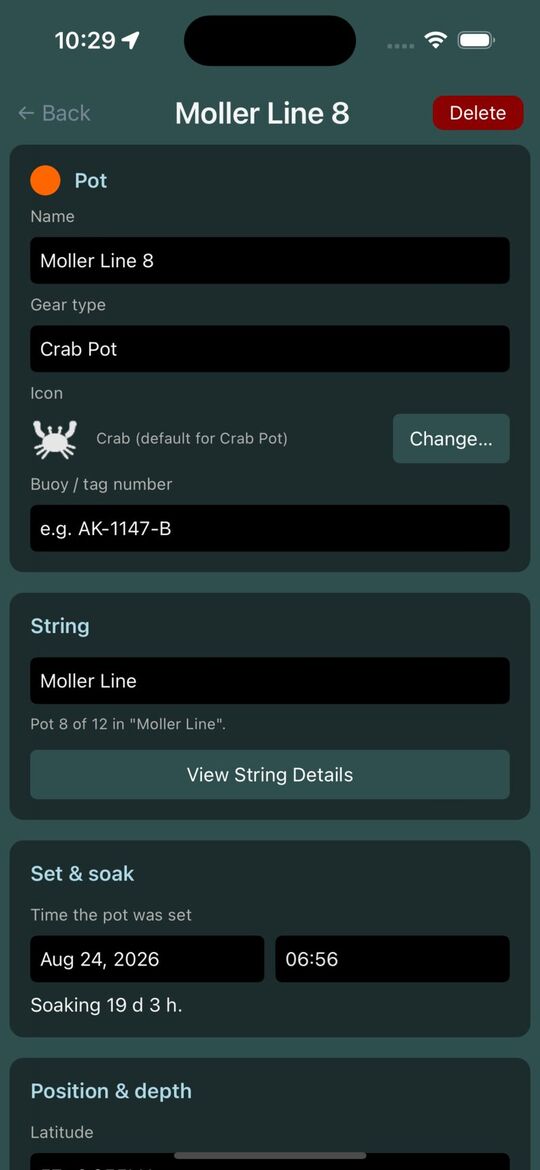 Pot detail page